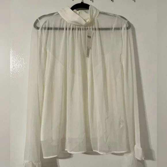 Anthropologie White Sheer Blouse - Picture 4 of 6